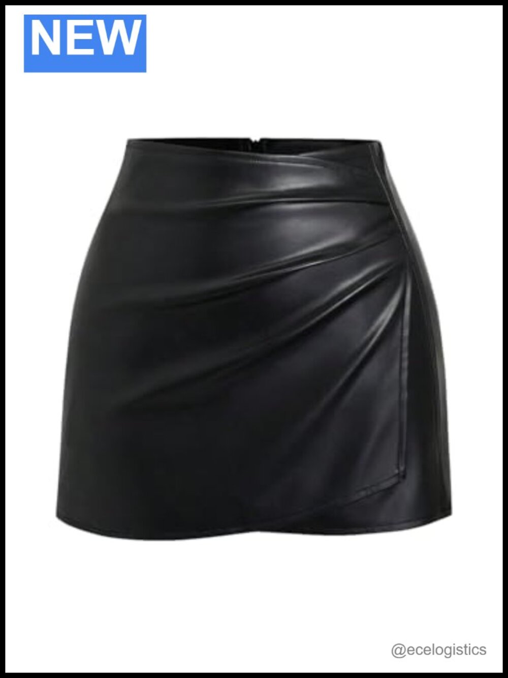 Floerns Women's PU Leather Bodycon Mini Skirt Ruched Side Slit